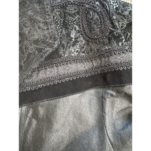 Vintage 80s 90s Oversized Real Leather Jacket Suede Detail Paisley Retro M/L - Picture 12 of 14